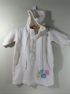 Vintage Class Club Baby Pink Knit Sweater Hooded Sack for Infants